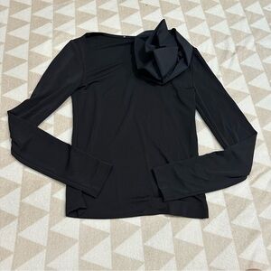 Tanya Taylor black long sleeve shirt flower detail stretch